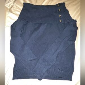 Ralph Lauren Navy Cowl Neck Sweater with Buttons